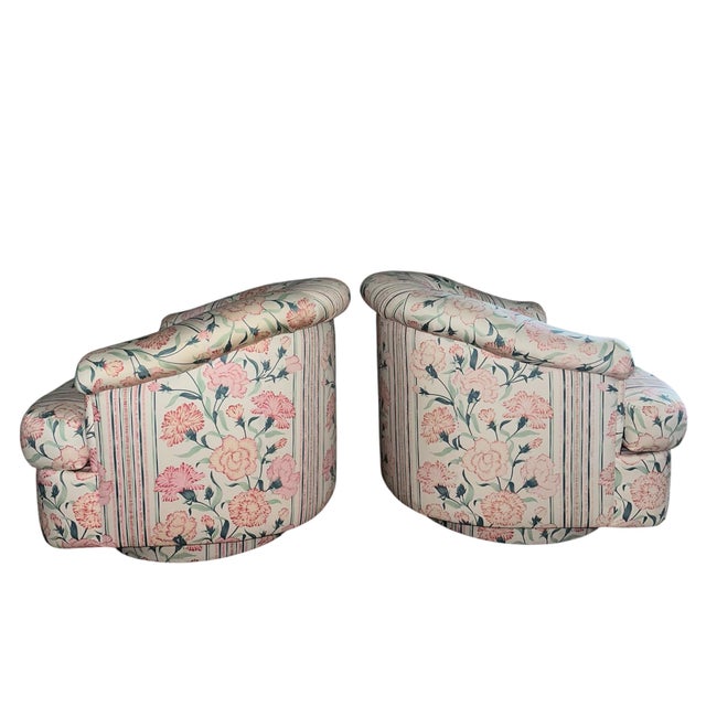 Mid-Century Modern 1980s Directional Mid Century Swivel Lounge Chairs - A Pair For Sale - Image 3 of 16