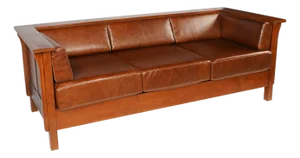 Craftsman Cubic Panel Side Sofa - Chestnut Brown Leather
