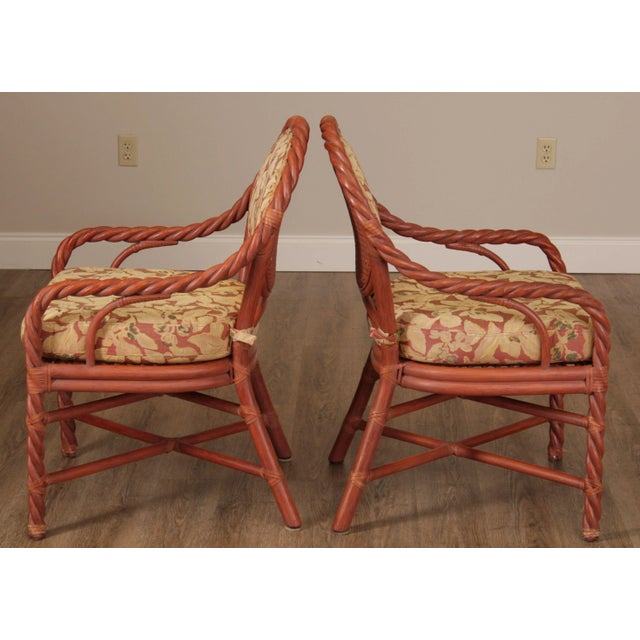 McGuire McGuire of San Francisco Painted Twisted Rattan Armchairs (B) - a Pair For Sale - Image 4 of 13