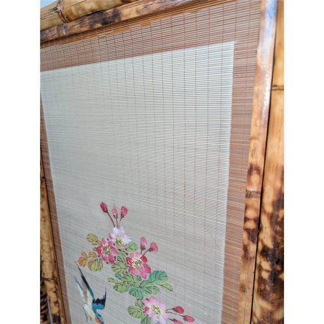 Brown Oriental Four-Panel Room Divider in Bamboo Wood, 1950s For Sale - Image 8 of 9