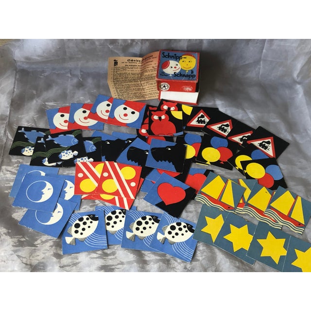 This scarce circa 1930s German Schnipp Schnapp memory card game for children has amazing modern artwork graphics including...