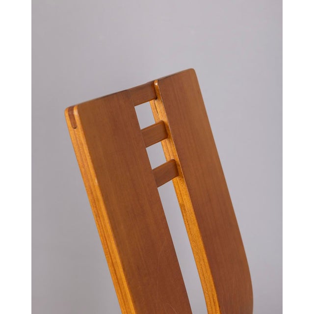 Vintage Italian Wood and Leather Chairs, 1950s, Set of 4 For Sale - Image 9 of 13