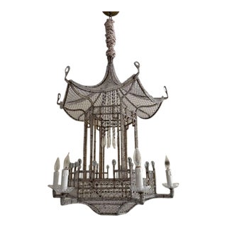 Dramatic Pagoda-Style Beaded Chandelier For Sale