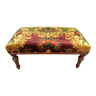 Oriental Rug Upholstered Bench For Sale