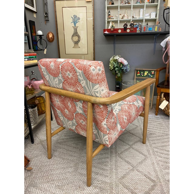 1980s Vintage Retro Fauteuil Exposed Wood Arm Chair For Sale - Image 5 of 6