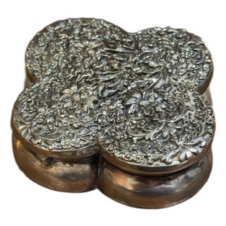 Antique Sterling Silver Floral Repousse Box For Sale