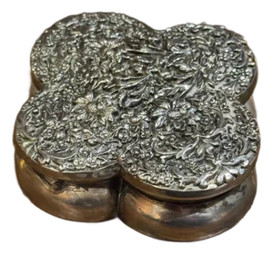 Antique Sterling Silver Floral Repousse Box