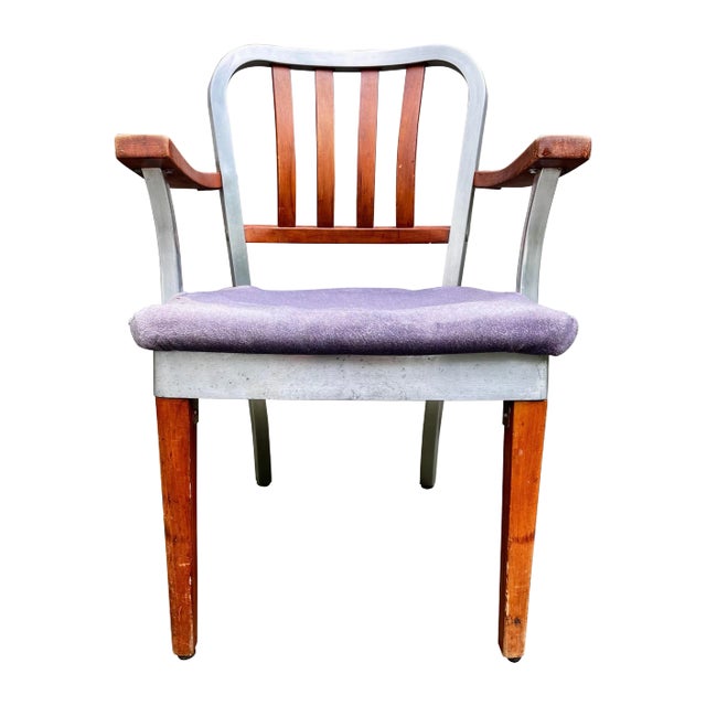 Shaw Walker Aluminum and Wood Armchair, circa 1940 (for restoration) For Sale