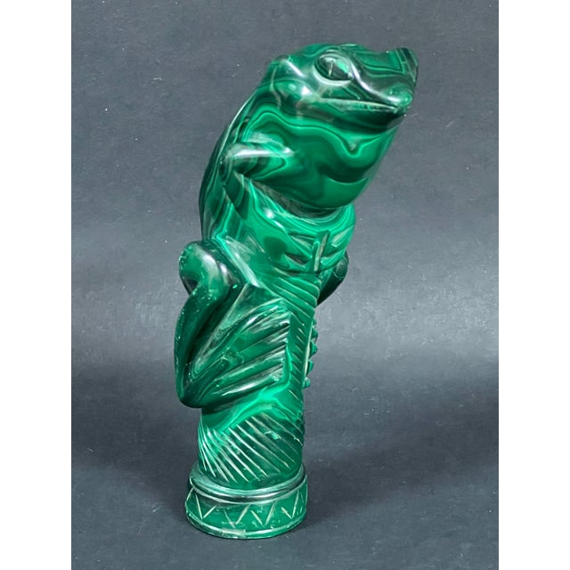 Figurative Late 20th Century Handcarved Malachite Solid Stone Frog Sculpture For Sale - Image 3 of 12