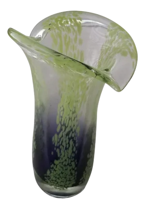 Vintage Green and Purple Art Glass Vase Teleflora