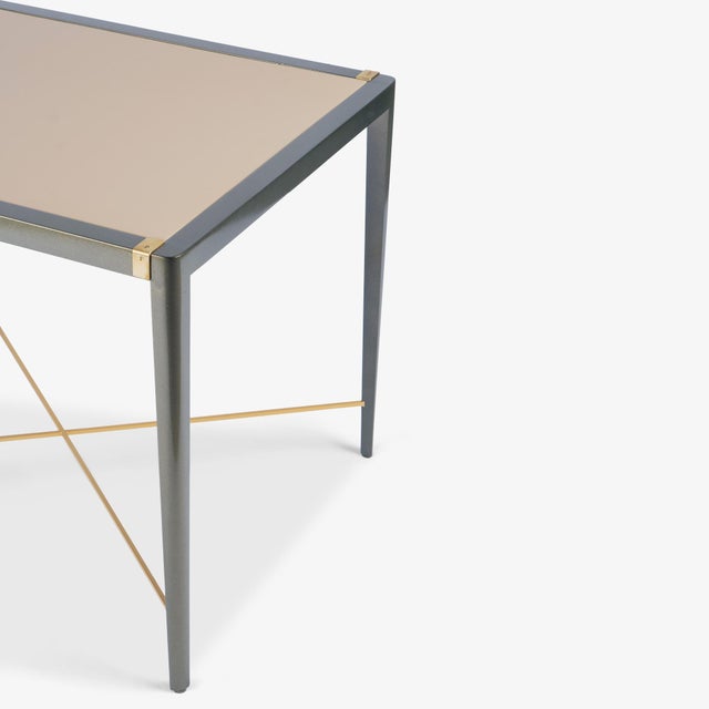Accent Side Card Table in Green Metallic Lacquer & Leather by Theodore Alexander For Sale In New York - Image 6 of 12