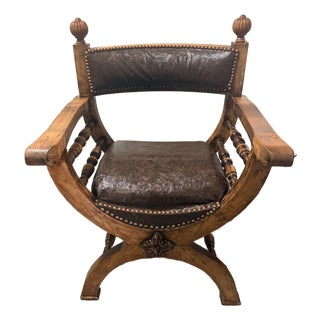 Vintage Savonarola Dante X-Framed Armchair For Sale