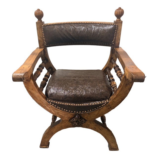 Vintage Savonarola Dante X-Framed Armchair For Sale