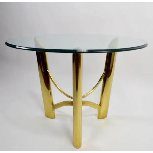 Mid 20th Century Brass Base Glass Top Table Attributed to Mastercraft For Sale - Image 5 of 11