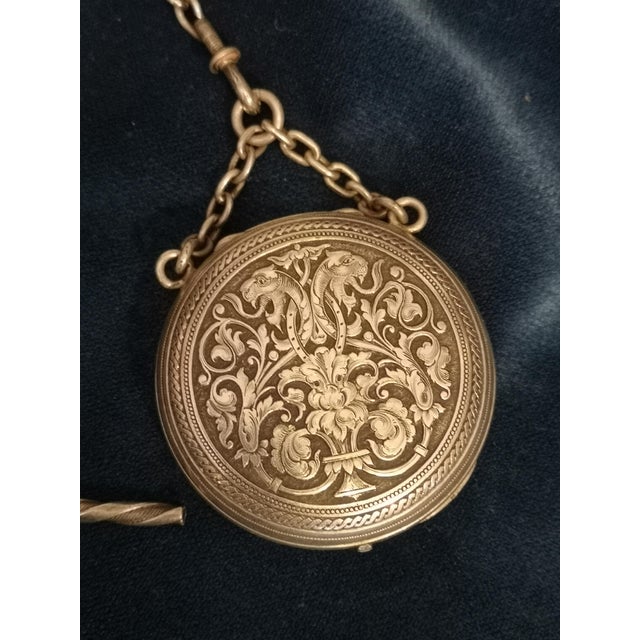Metal French Sterling Silver Pocket Watch with Chain For Sale - Image 7 of 18