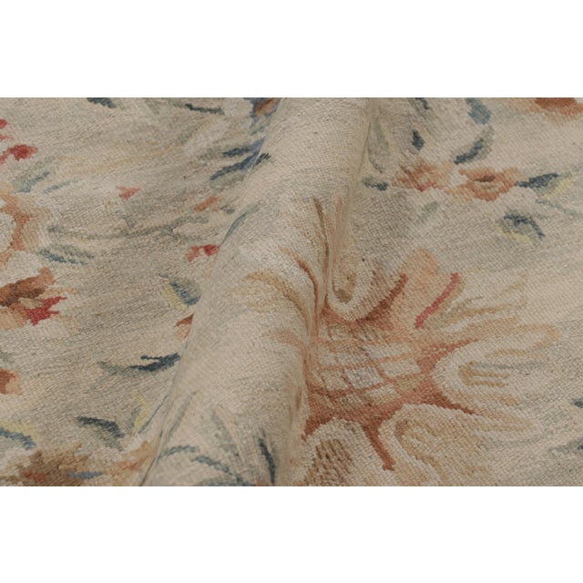 Rug & Kilim’s Aubusson Style Rug in Beige-Cream With Floral Patterns For Sale In New York - Image 6 of 7