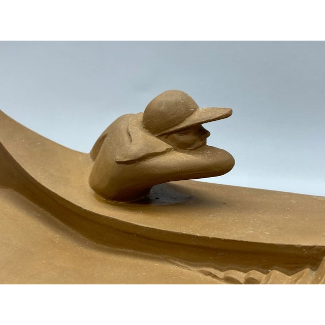 Brown 1980s Montgomery Smith Ceramic Whitewater Canoers Covered Vessel For Sale - Image 8 of 12