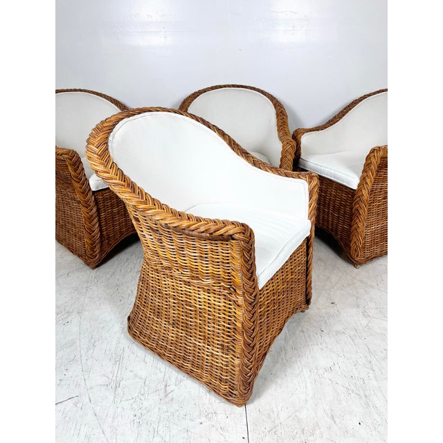 Vintage Braided Wicker Dining Set- Table and 4 Chairs For Sale - Image 4 of 12