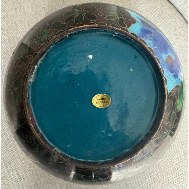 Chinese Extra-Large Mid-Century Chinese Cloisonné Ginger Jar/Urn With Chrysanthemum and Plum Flowers For Sale - Image 3 of 9