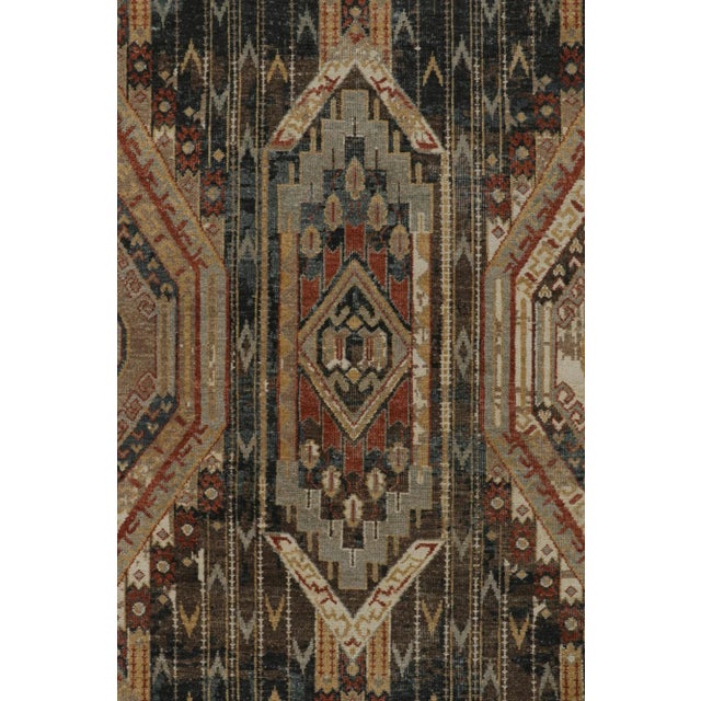 Tribal 2010s Rug & Kilim’s Tribal Style Rug in Blue, Brown, Red & Gold Geometric Pattern For Sale - Image 3 of 8