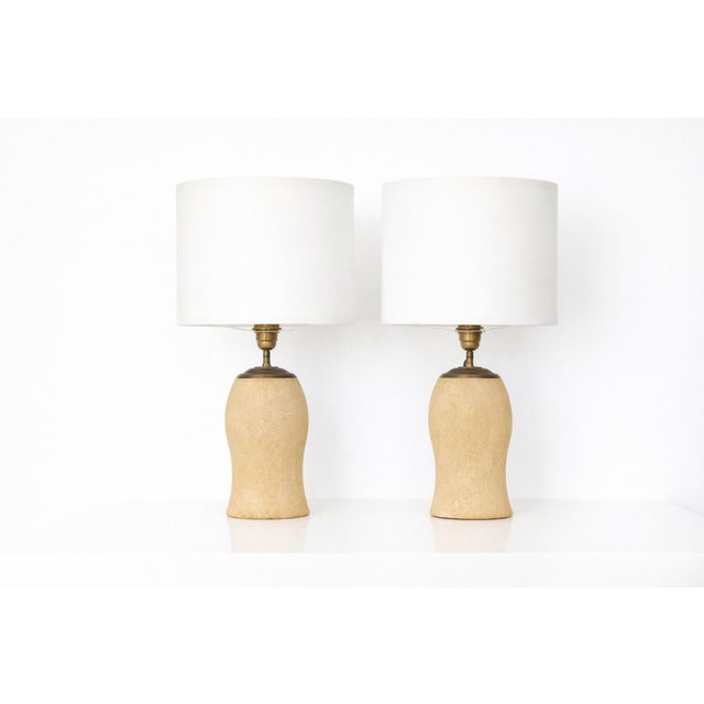 Beige Vintage Travertine Stone Table Lamps, 1970s, Set of 2 For Sale - Image 8 of 8