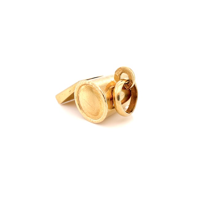 Metal Vintage 18k Yellow Gold Whistle Charm, Pendant For Sale - Image 7 of 10