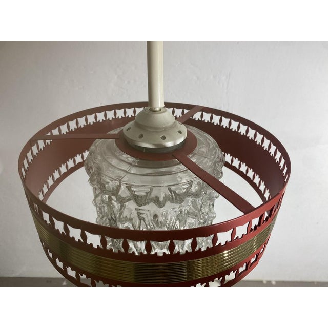 Metal Vintage Space Age Hanging Lamp in Red, 1970s For Sale - Image 7 of 18