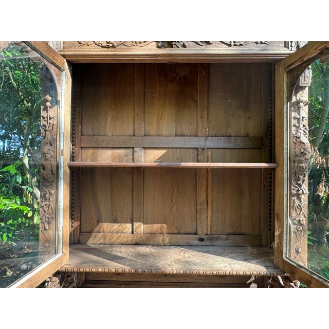 French Carved Oak Hunting Cupboard, 1860 For Sale - Image 13 of 18