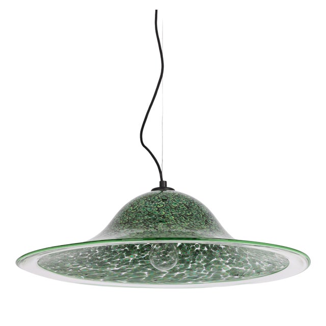 Neverino Pendant Light in Green Murano Glass attributed to Vistosi, Italy, 1970s For Sale