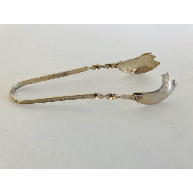 Modern 1940s Mid-Century Sterling Silver Tongs Marked "R" For Sale - Image 3 of 3