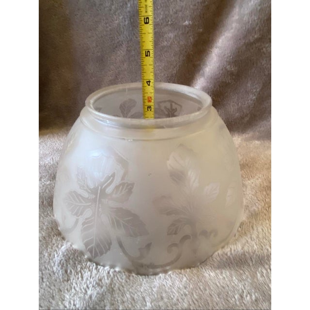 Vintage Art Nouveau Style Maple Leaf Etched Glass Shade For Sale - Image 9 of 10