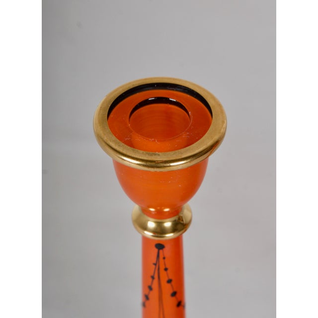 1940s Glass Charger and Matching Candlesticks With 24k Gold Details - 3 Piece Set For Sale - Image 12 of 13