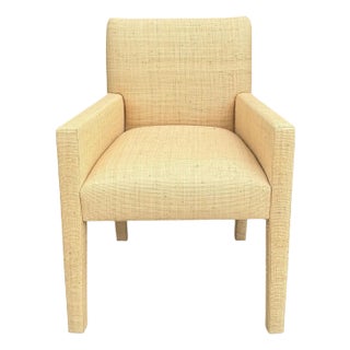 J Robert Scott Modern Designer Rafia Clad Occasional Arm Chair For Sale