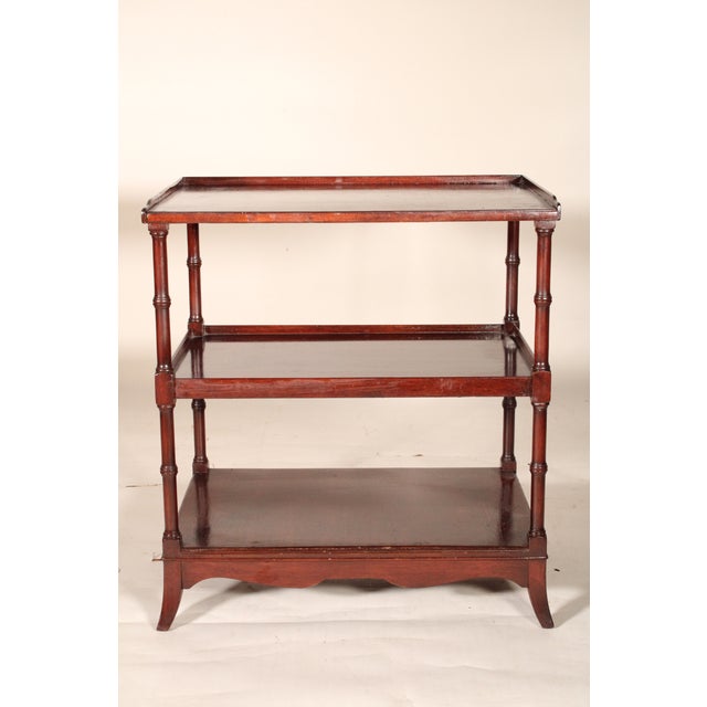 Traditional Pair of English Regency Style Mahogany 3 Tier Side Tables For Sale - Image 3 of 11