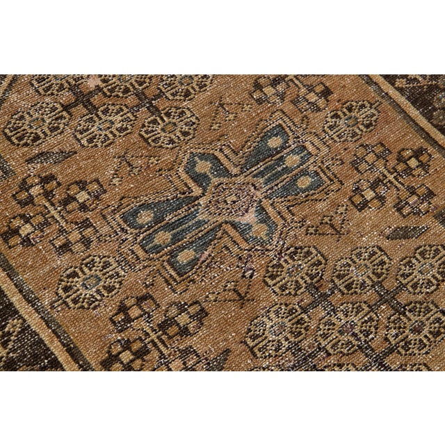 1940s Vintage Brown Distressed Wool Rug With Allover Design For Sale - Image 5 of 8