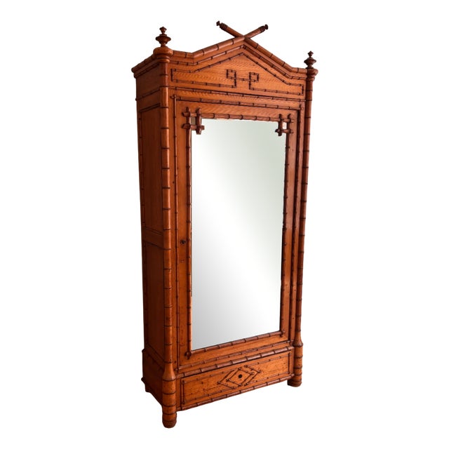 Vintage Wardrobe in Faux Bamboo, 1920s For Sale