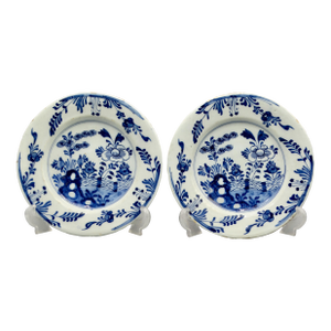 18th-Century Delft Chinoiserie Plates,. A Pair