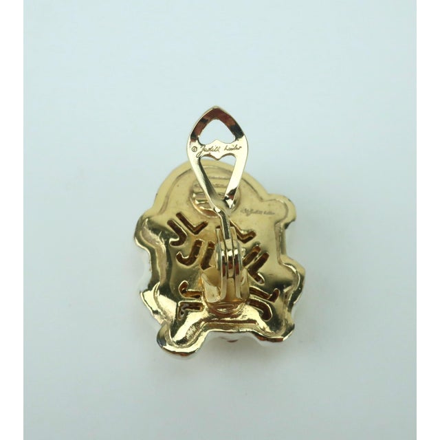 Late 20th Century Judith Leiber Enamel Frog Earrings With Glass Cabochon Stones, a Pair For Sale - Image 9 of 10