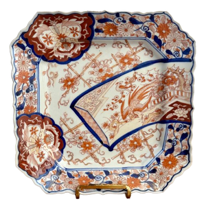 Antique Japanese Square Imari Plate, 1900s