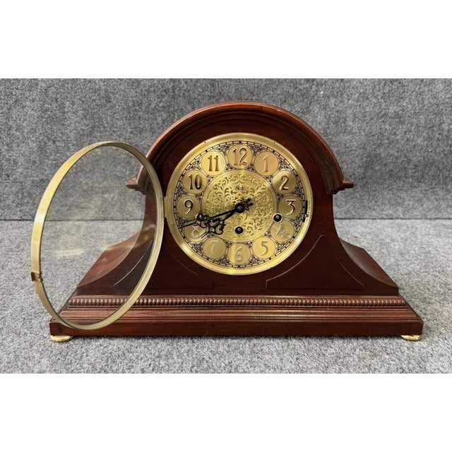 Wood Vintage Sligh Solid Mahogany Mantel Clock For Sale - Image 7 of 13