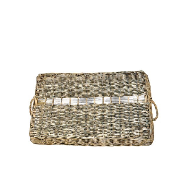 Vintage French Provincial Wicker Gallery Tray For Sale - Image 10 of 11
