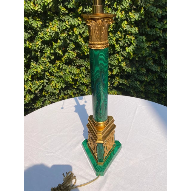 Late 20th Century Louis XVI Malachite & Gilt Bronze Lamp For Sale - Image 10 of 12
