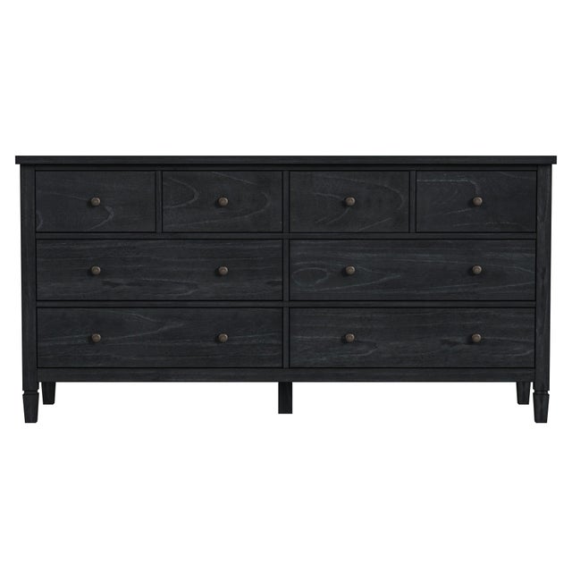 Spritely Home Accent Furniture Flagstaff 64 in. W Rectangular Wood 8 Drawer Dresser, Black Cane For Sale - Image 4 of 8