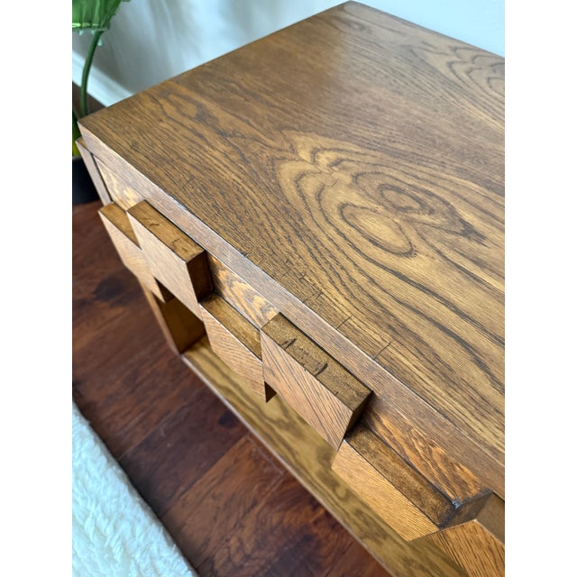 Vintage Lane Staccato Brutalist Mid Century Oak Nightstand For Sale In Houston - Image 6 of 12