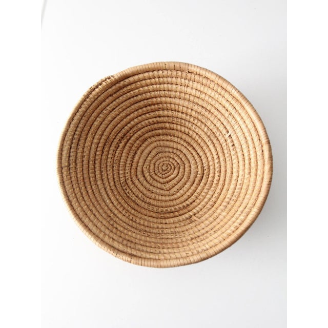 Brown Vintage Hand-Coiled Basket Bowl For Sale - Image 8 of 10