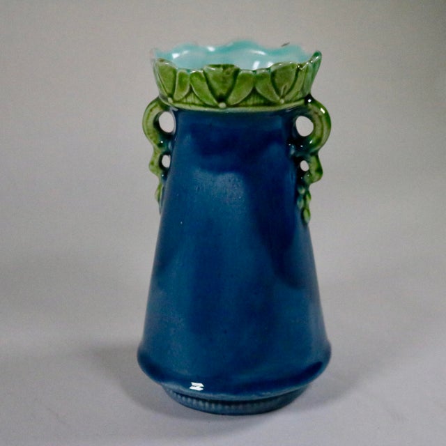 Hollywood Regency Antique Majolica Monkey Bulb Vase For Sale - Image 3 of 13