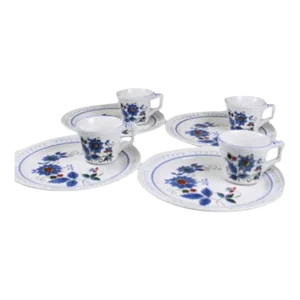 Vintage Jonas Roberts Granada Terra Stoneware Snack Plates & Cups 8 Pieces Girl Lunch Dish