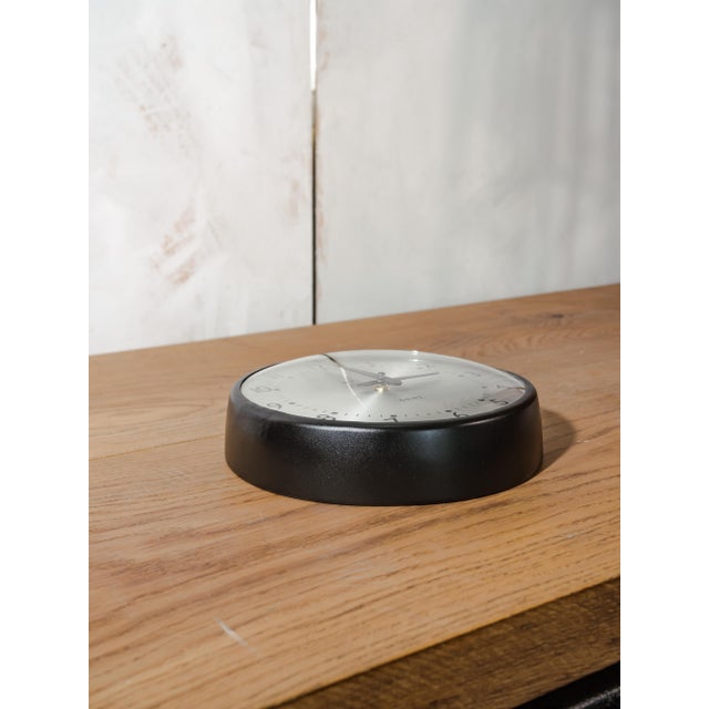 Clock in Satin Black from Gent of Leicester, England, 1960s For Sale - Image 4 of 12