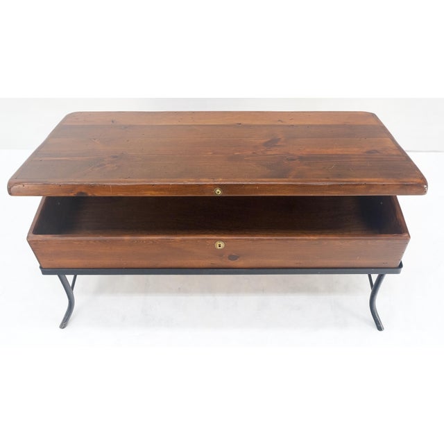 Vintage Hope Chest Storage Box on Metal Frame Box For Sale - Image 11 of 15