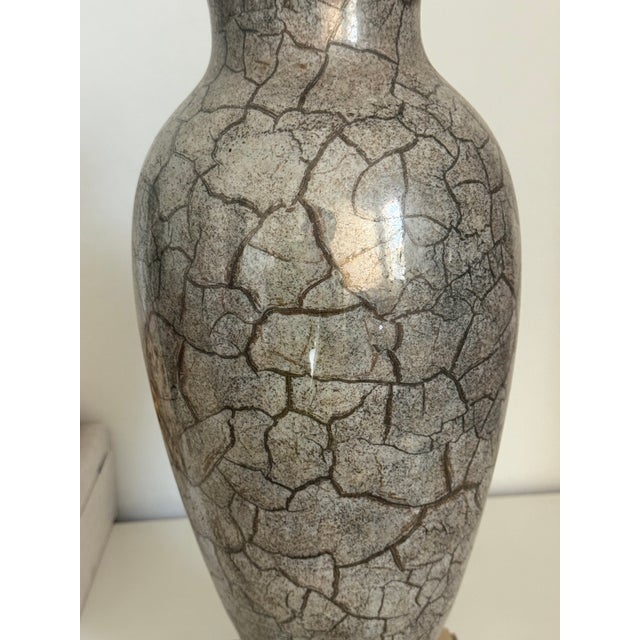 Metal 1980's Frederick Cooper Chinoiserie Metallic Porcelain and Brass Table Lamps For Sale - Image 7 of 7